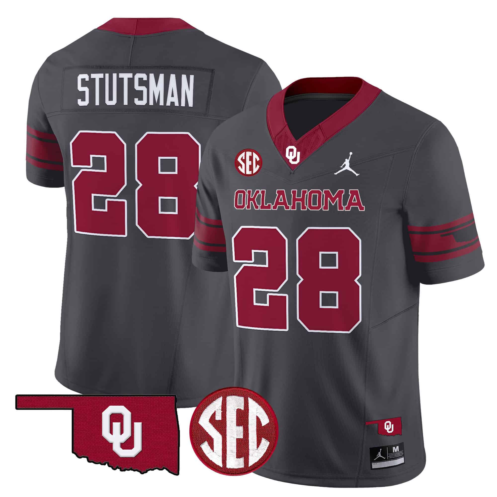 Men Oklahoma Sooners #28 Stutsman Grey 2024 Vapor Limited NCAA Jersey